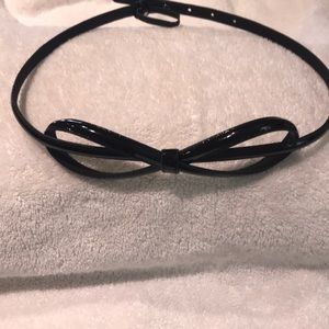 Black Patent Leather Bow Belt